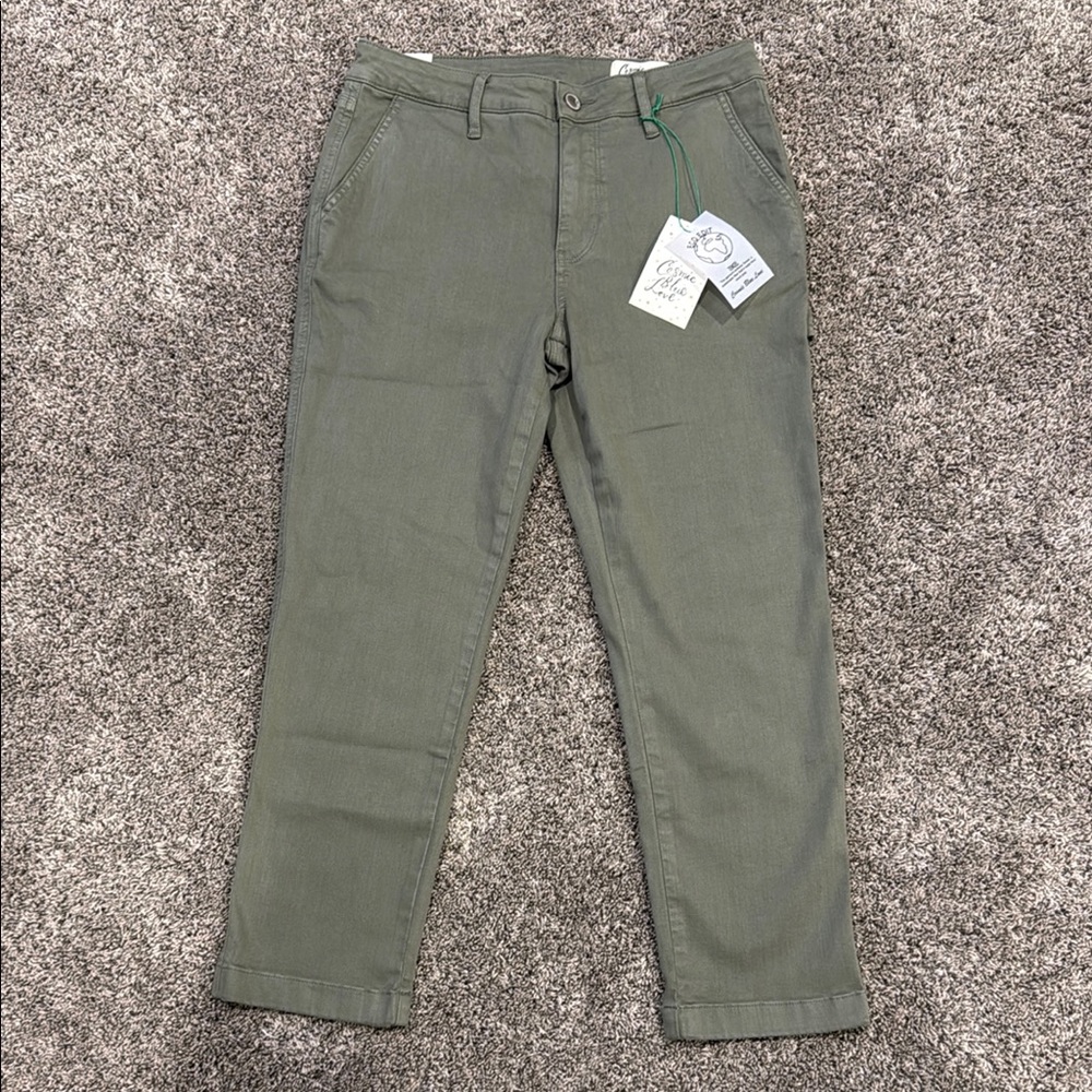 Cosmic Blue Love Green Cropped Ankle Pants with Straight-Leg Cut NWT